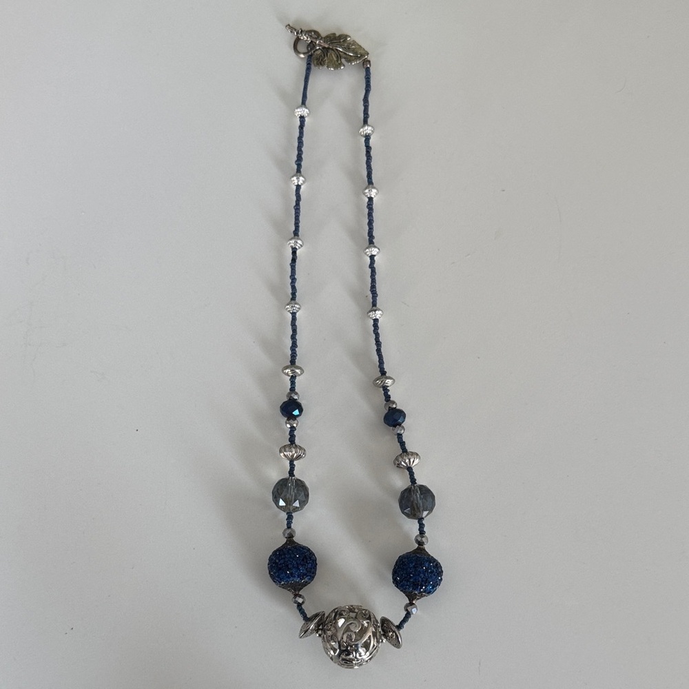 Elegant Blue and Silver Beaded Necklace